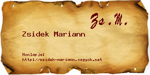 Zsidek Mariann névjegykártya