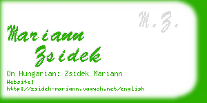 mariann zsidek business card
